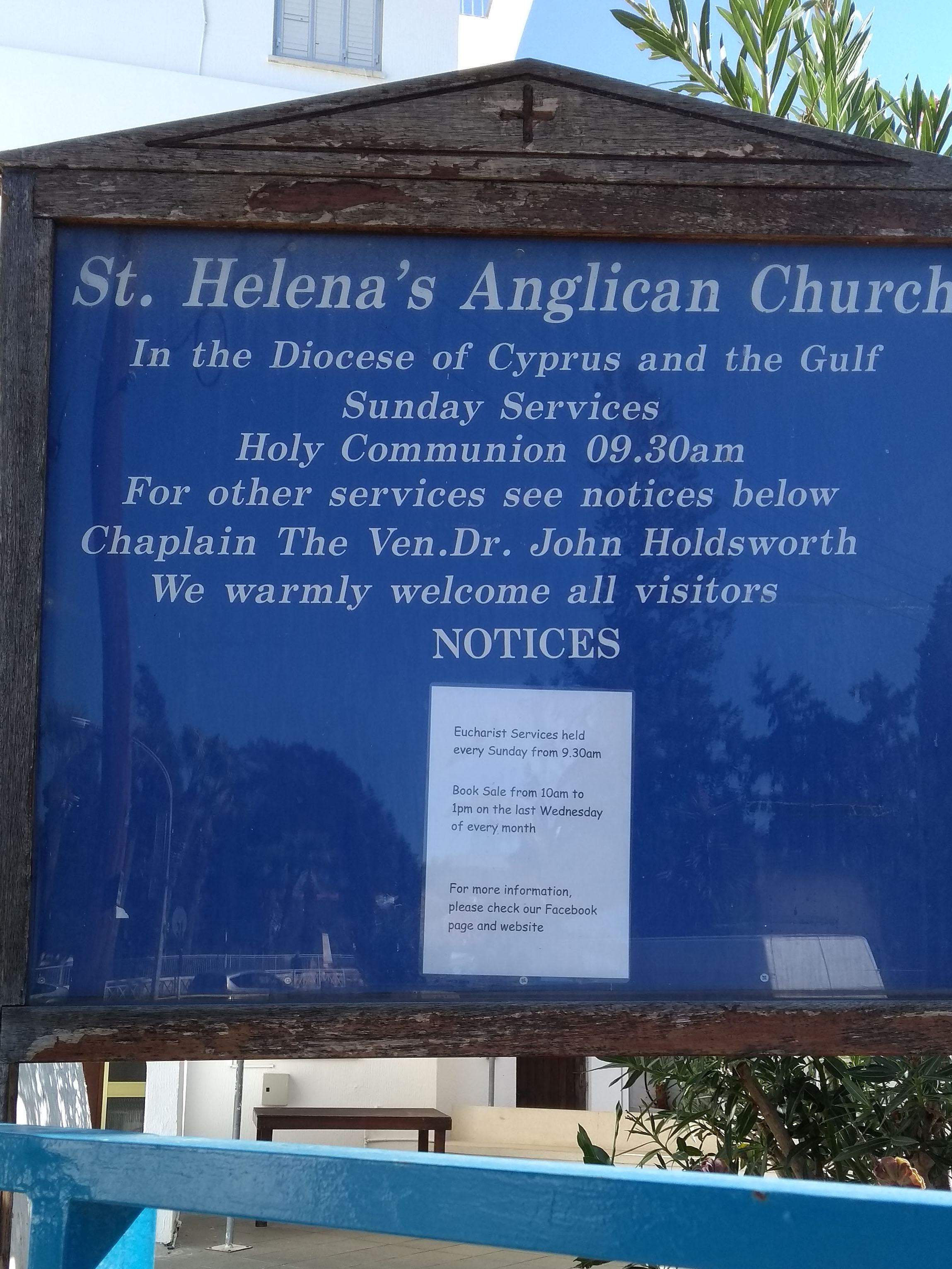 St Helena's, Larnaca, Cyprus (Notice board)